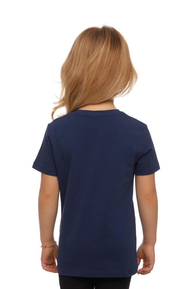 Açık Lacivert Basic Unisex Çocuk Sıfır Yaka Kısa Kollu Tişört - 3