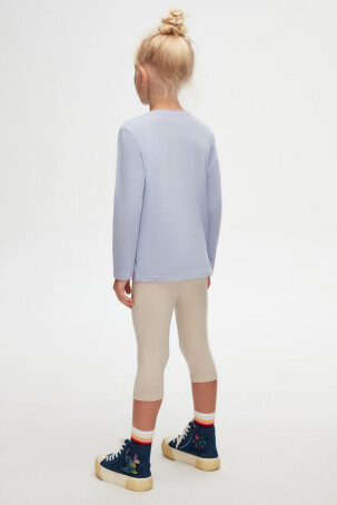 Açık Lila Basic Unisex Çocuk Mevsimlik Sıfır Yaka Uzun Kollu Tişört - 4