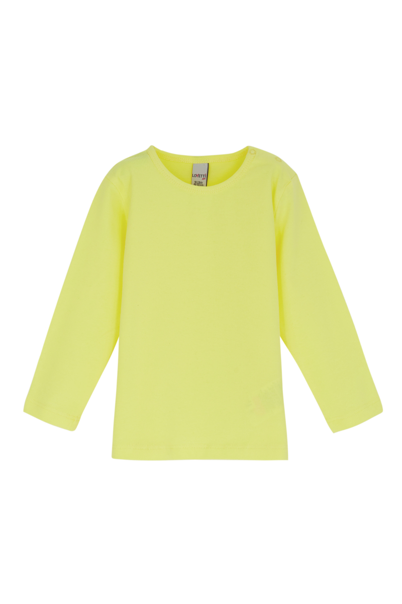 Açık Sarı Basic Çıtçıtlı Uzun Kollu Bebek Tişört - 1