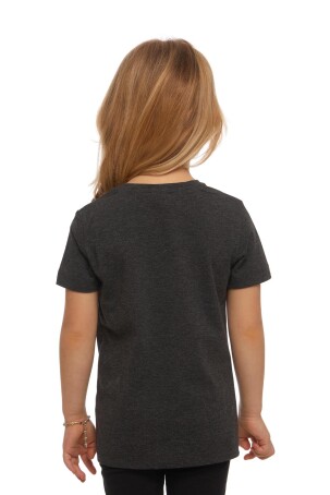 Antrasit Basic Unisex Çocuk Sıfır Yaka Kısa Kollu Tişört - 3