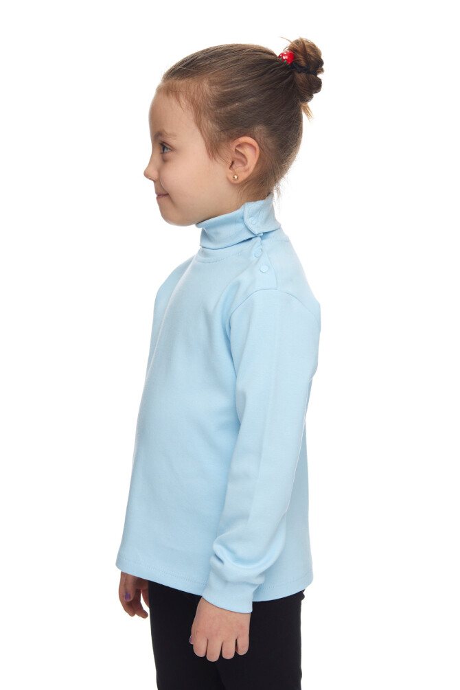 Bebek Mavisi Basic Kız Çocuk Çıtçıtlı Tam Balıkçı Yaka Şardonlu Kışlık Uzun Kollu Tişört - 2