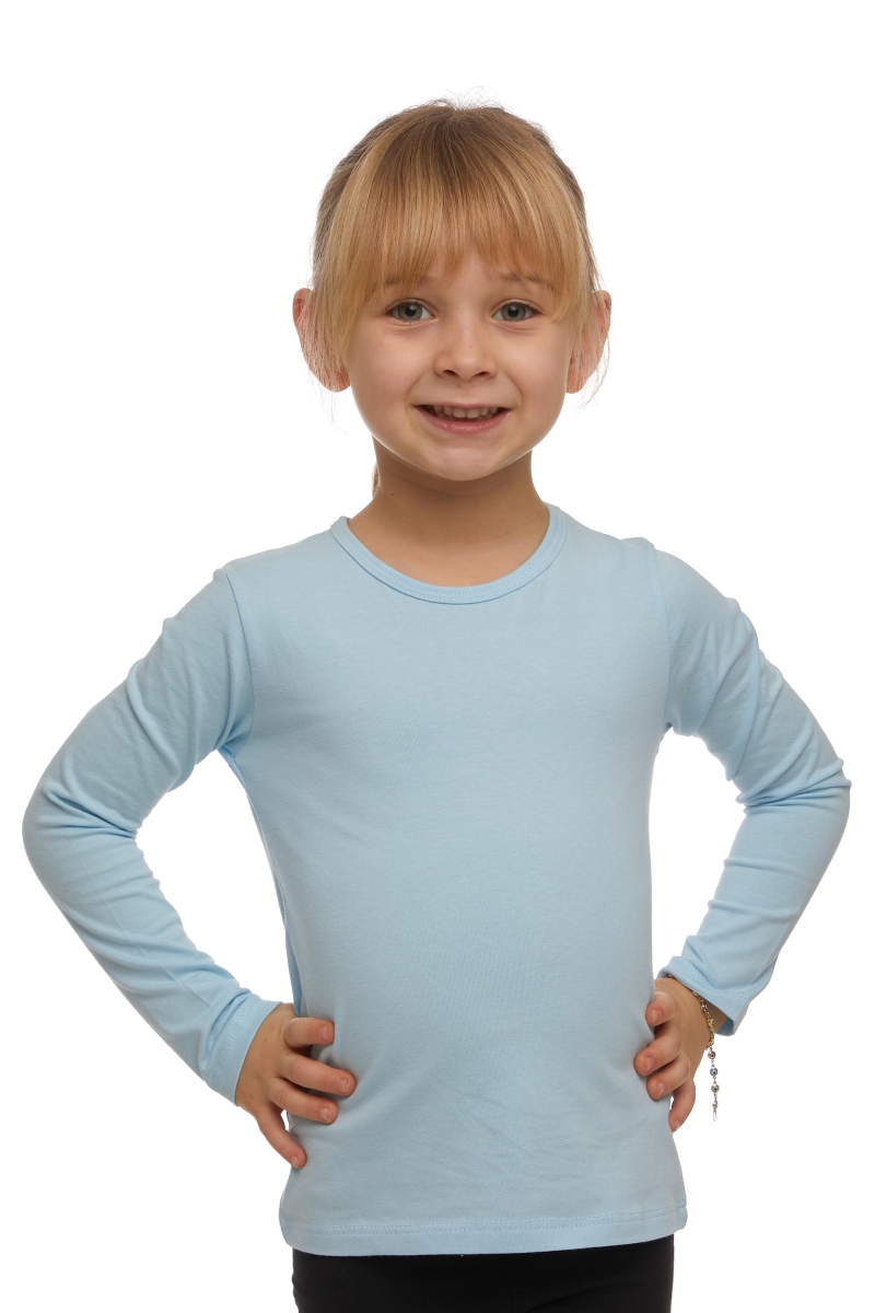 Bebek Mavisi Basic Mevsimlik Likralı Uzun Kollu Kız Çocuk Tişört - 1