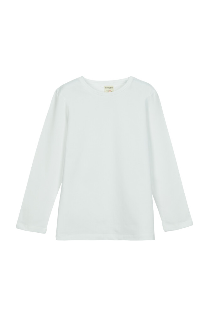 Beyaz Basic Mevsimlik Unisex Uzun Kollu Tişört - 1