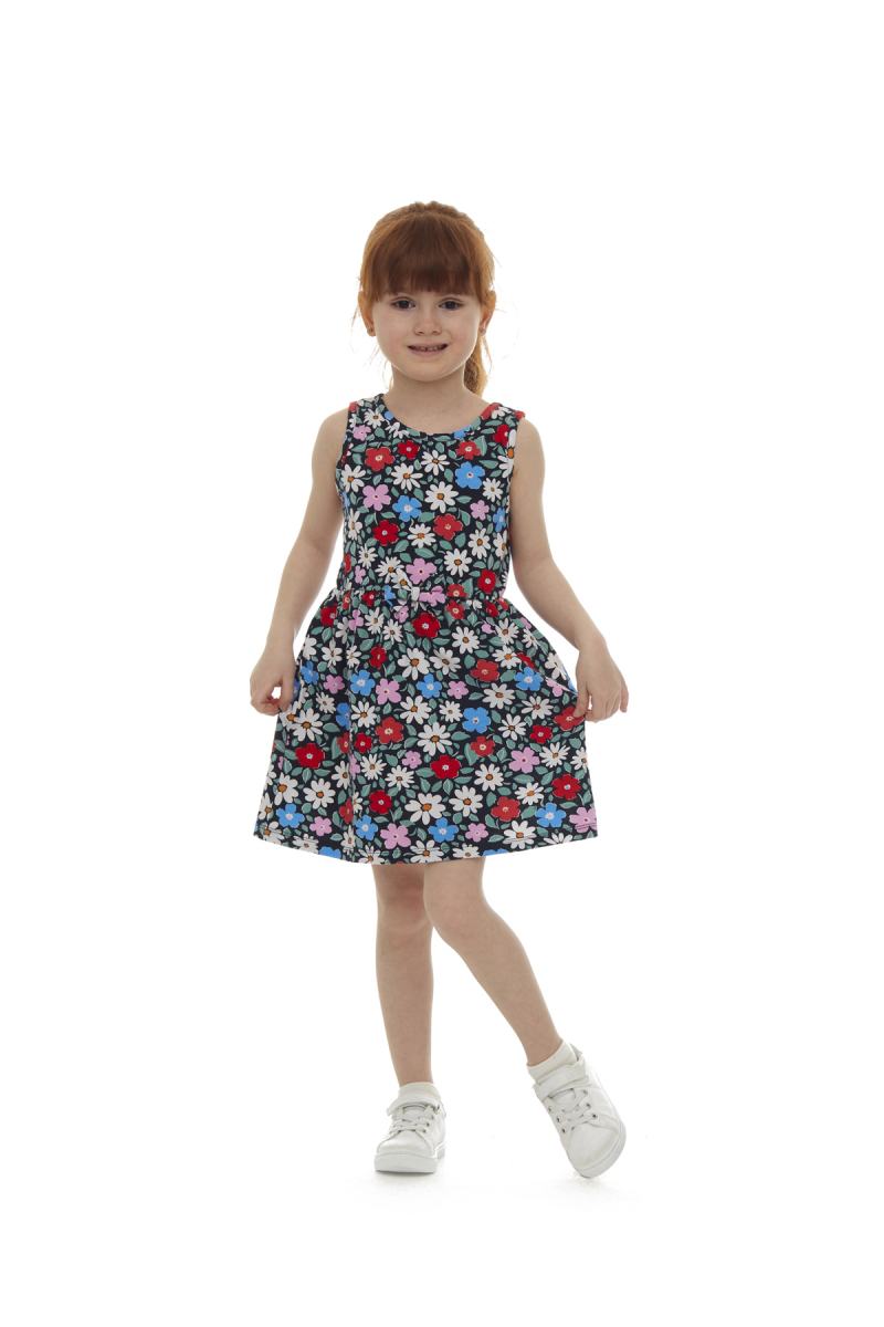 Daisy Festival Kız Çocuk Desenli Kolsuz Elbise - 1