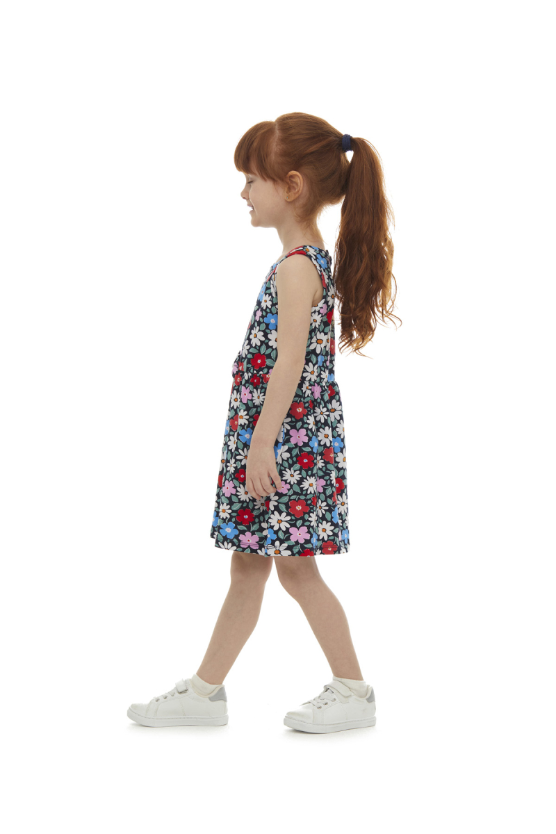 Daisy Festival Kız Çocuk Desenli Kolsuz Elbise - 2