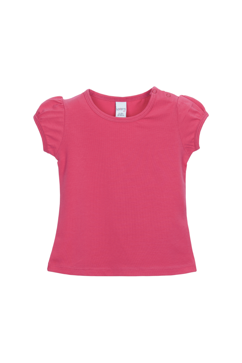 Fuşya Basic Kız Bebek Çıtçıtlı Sıfır Yaka Karpuz Kol Tişört - 1
