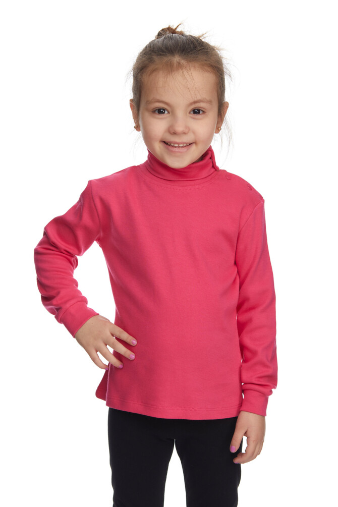 Fuşya Basic Kız Çocuk Çıtçıtlı Tam Balıkçı Yaka Şardonlu Kışlık Uzun Kollu Tişört - 1