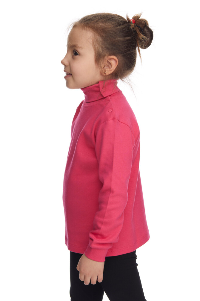Fuşya Basic Kız Çocuk Çıtçıtlı Tam Balıkçı Yaka Şardonlu Kışlık Uzun Kollu Tişört - 2