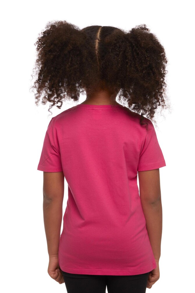 Fuşya Basic Unisex Çocuk Sıfır Yaka Kısa Kollu Tişört - 3