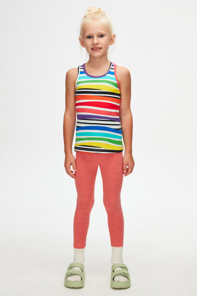 Handdrawn Stripe Kız Çocuk Desenli Kolsuz Tişört - 1