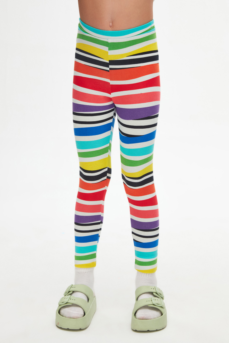 Handdrawn Stripe Kız Çocuk Desenli Yazlık Tayt - 2