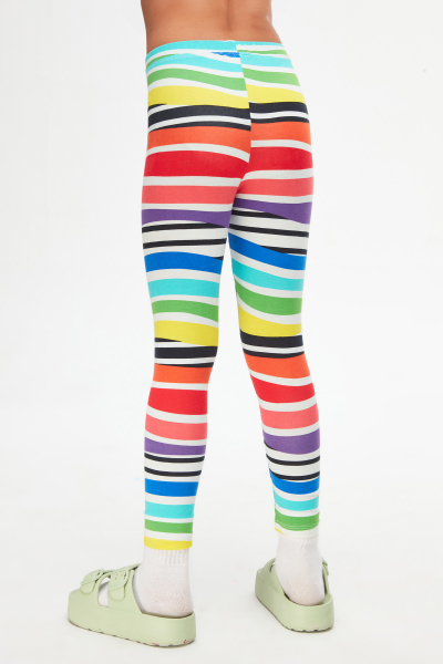 Handdrawn Stripe Kız Çocuk Desenli Yazlık Tayt - 4