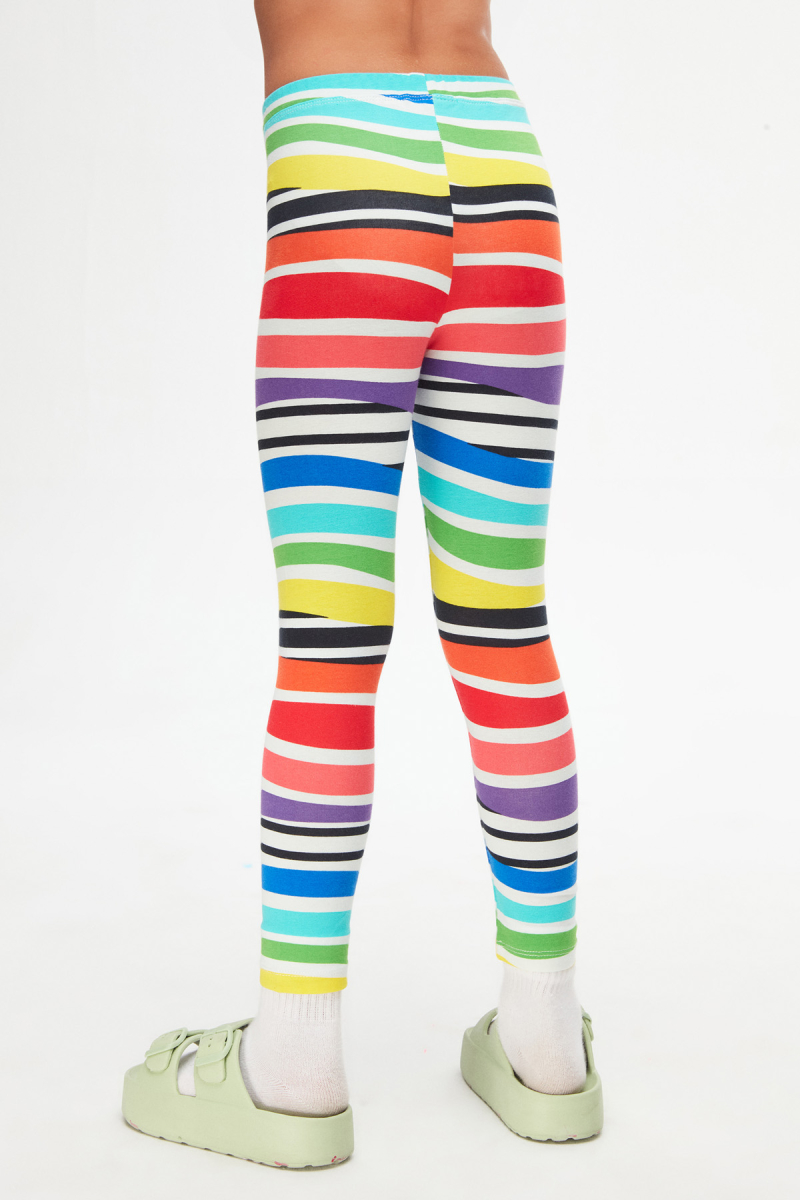 Handdrawn Stripe Kız Çocuk Desenli Yazlık Tayt - 4