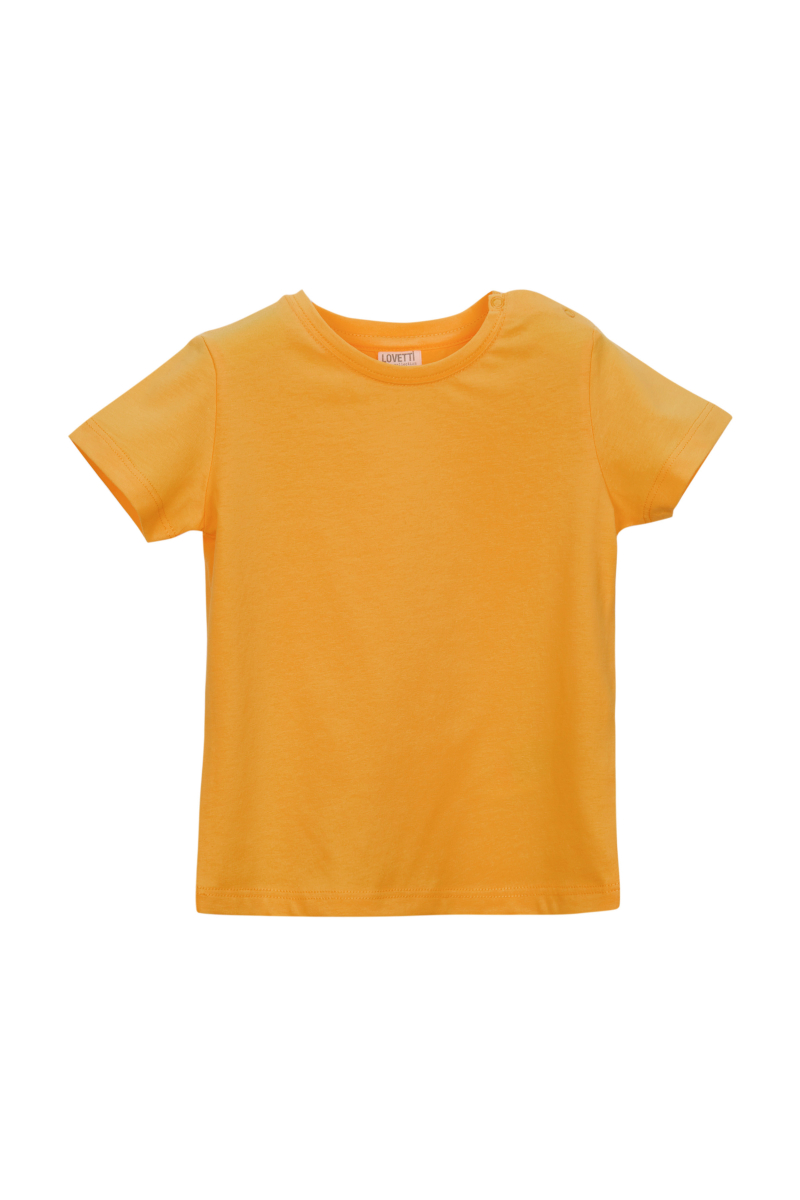 Kadmium Sarı Basic Unisex Bebek Çıtçıtlı Sıfır Yaka Kısa Kollu Tişört - 1