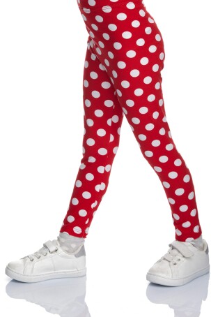 Kırmızı Kız Çocuk Polka-Dot Desen Tayt - 2