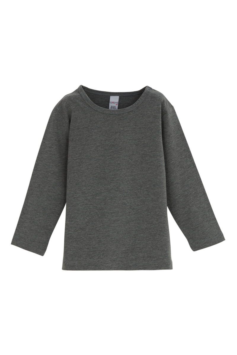 Koyu Gri Basic Çıtçıtlı Uzun Kollu Bebek Tişört - 1