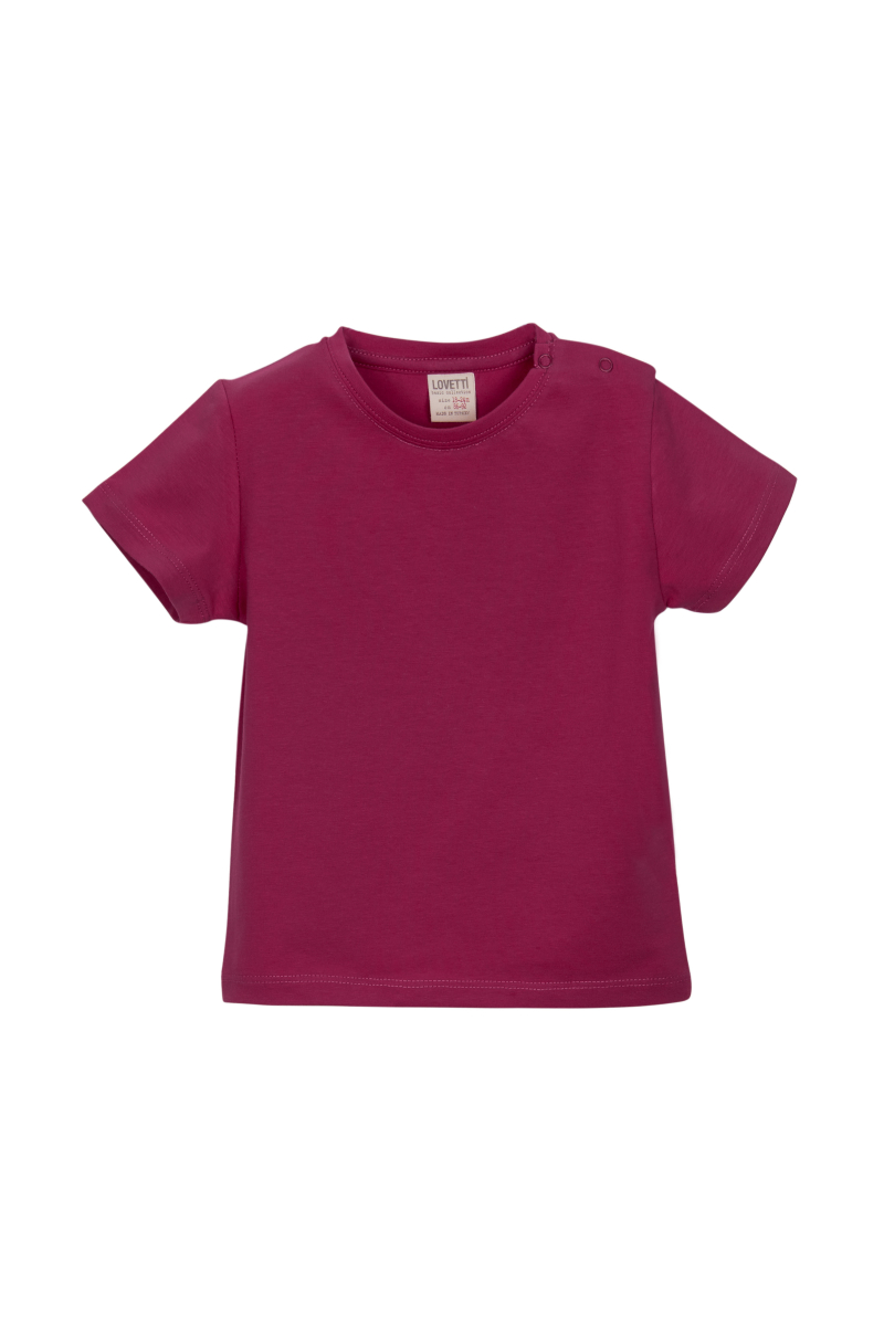 Mürdüm Basic Unisex Bebek Çıtçıtlı Sıfır Yaka Kısa Kollu Tişört - 1