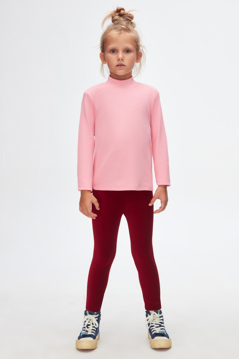 Pembe Basic Kışlık Yarım Balıkçı Yaka Uzun Kollu Kız Çocuk Tişört - 1