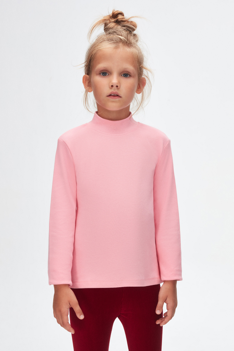 Pembe Basic Kışlık Yarım Balıkçı Yaka Uzun Kollu Kız Çocuk Tişört - 2
