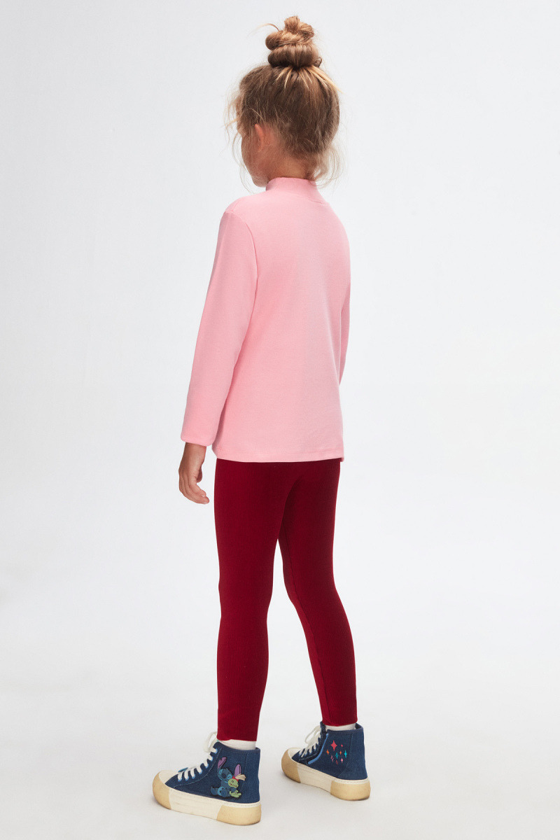 Pembe Basic Kışlık Yarım Balıkçı Yaka Uzun Kollu Kız Çocuk Tişört - 4