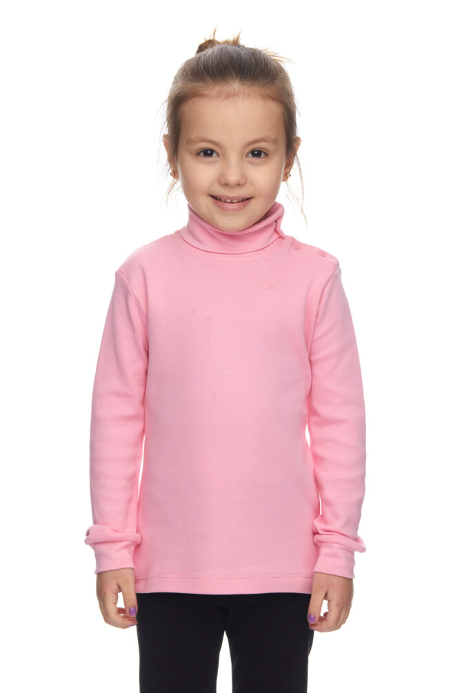 Pembe Basic Kız Çocuk Çıtçıtlı Tam Balıkçı Yaka Şardonlu Kışlık Uzun Kollu Tişört - 1