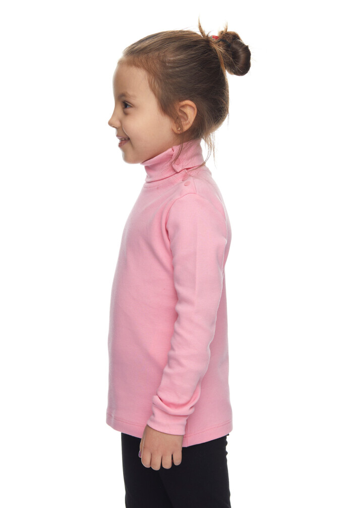 Pembe Basic Kız Çocuk Çıtçıtlı Tam Balıkçı Yaka Şardonlu Kışlık Uzun Kollu Tişört - 2