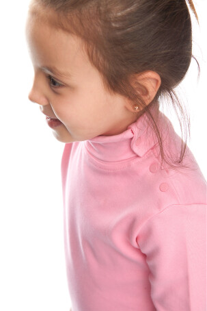 Pembe Basic Kız Çocuk Çıtçıtlı Tam Balıkçı Yaka Şardonlu Kışlık Uzun Kollu Tişört - 3