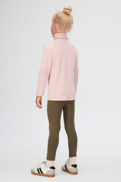 Pudra Pembe Basic Kışlık Tam Balıkçı Yaka Uzun Kollu Kız Çocuk Tişört - 4