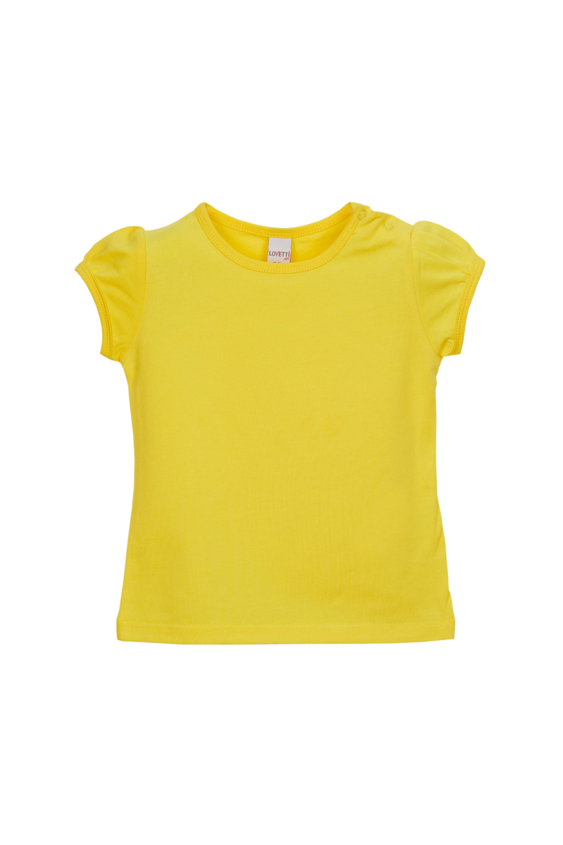 Sarı Basic Kız Bebek Çıtçıtlı Sıfır Yaka Karpuz Kol Tişört - 1