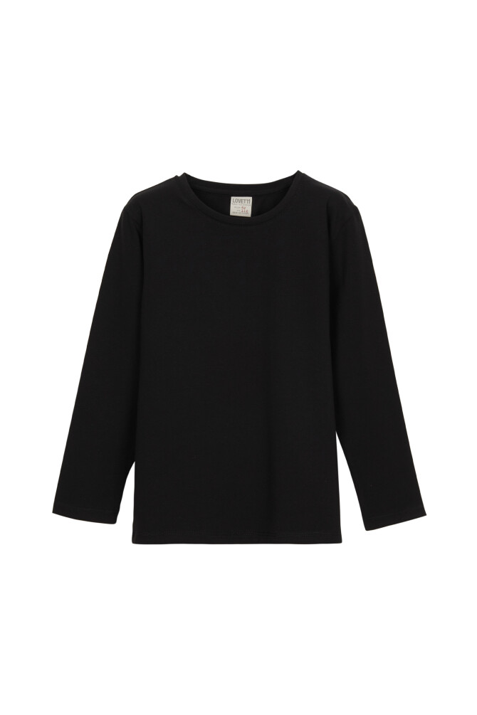 Siyah Basic Mevsimlik Unisex Uzun Kollu Tişört - 1