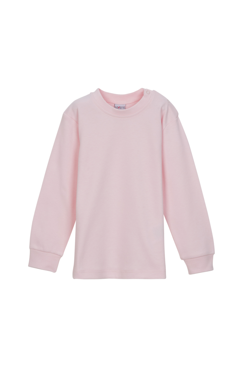 Uçuk pembe Basic Kız Çocuk Çıtçıtlı Sıfır Yaka Kışlık Uzun Kol Tişört - 1